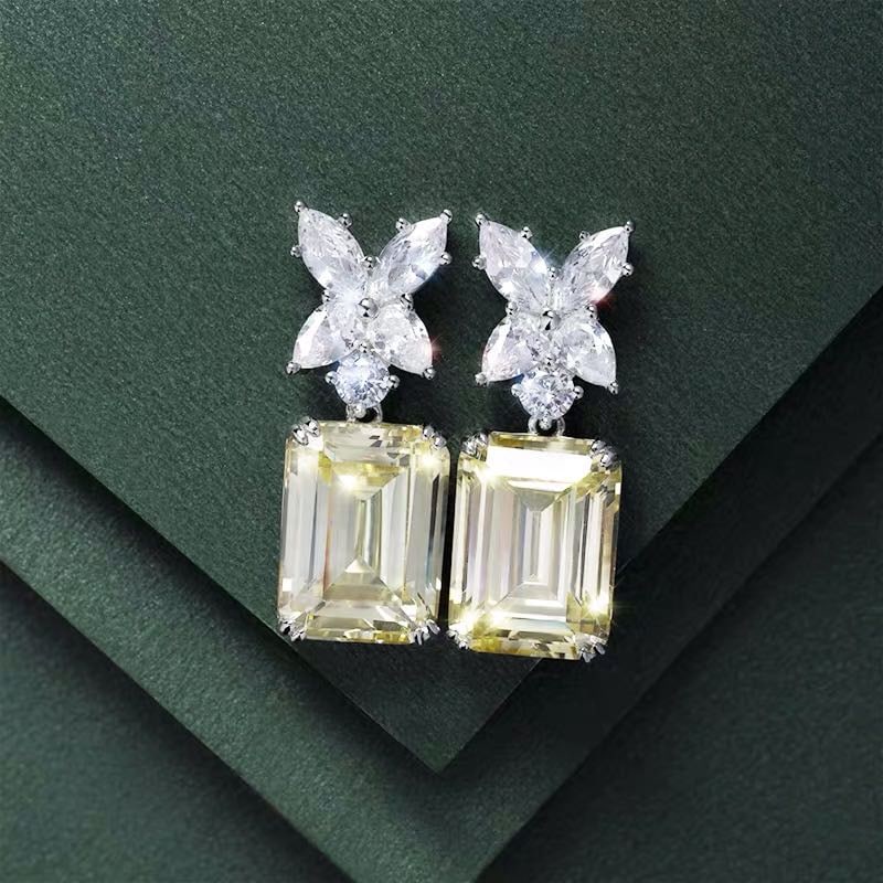 925 Silver Yellow Gem Earrings (1 of 5)