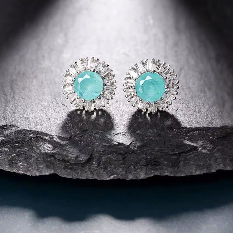 925 Silver Paraiba Earrings: 925 Silver Paraiba Earrings ****** Metal: 925 Silver / Main Stone: Paraiba / Color: Blue / Earrings Size: 10*10mm