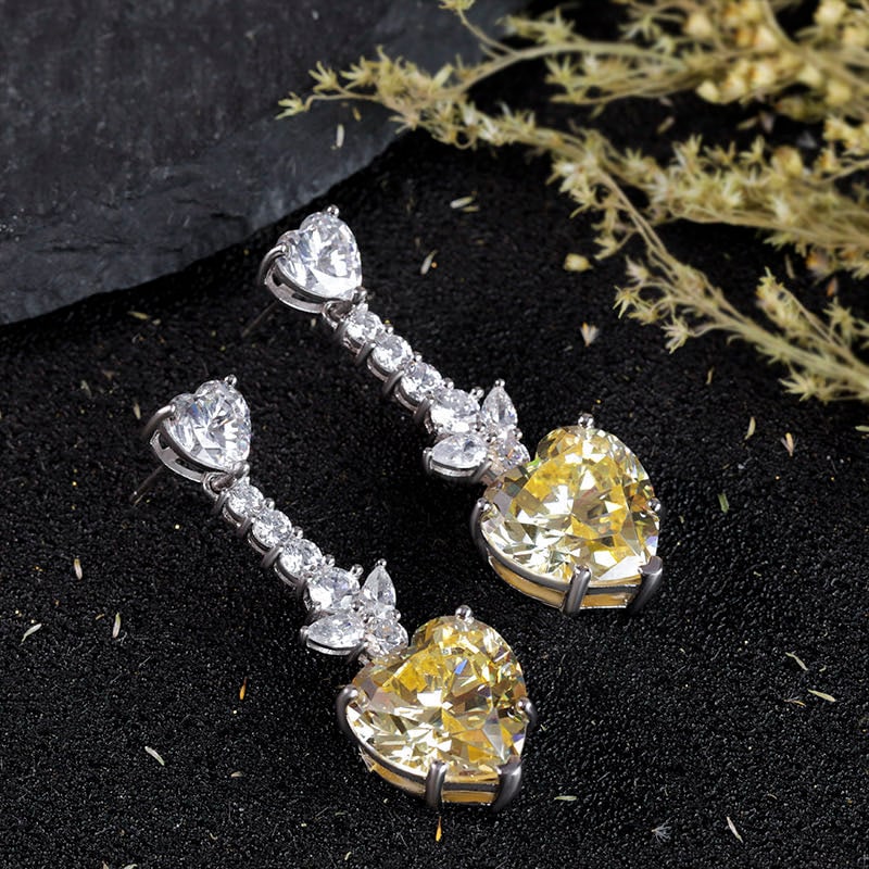 925 Silver Yellow Gem Earrings: 925 Silver Yellow Gem Earrings ****** Metal: 925 Silver / Main Stone: Yellow Gem / Color: Yellow / Earring Size: 15*45mm