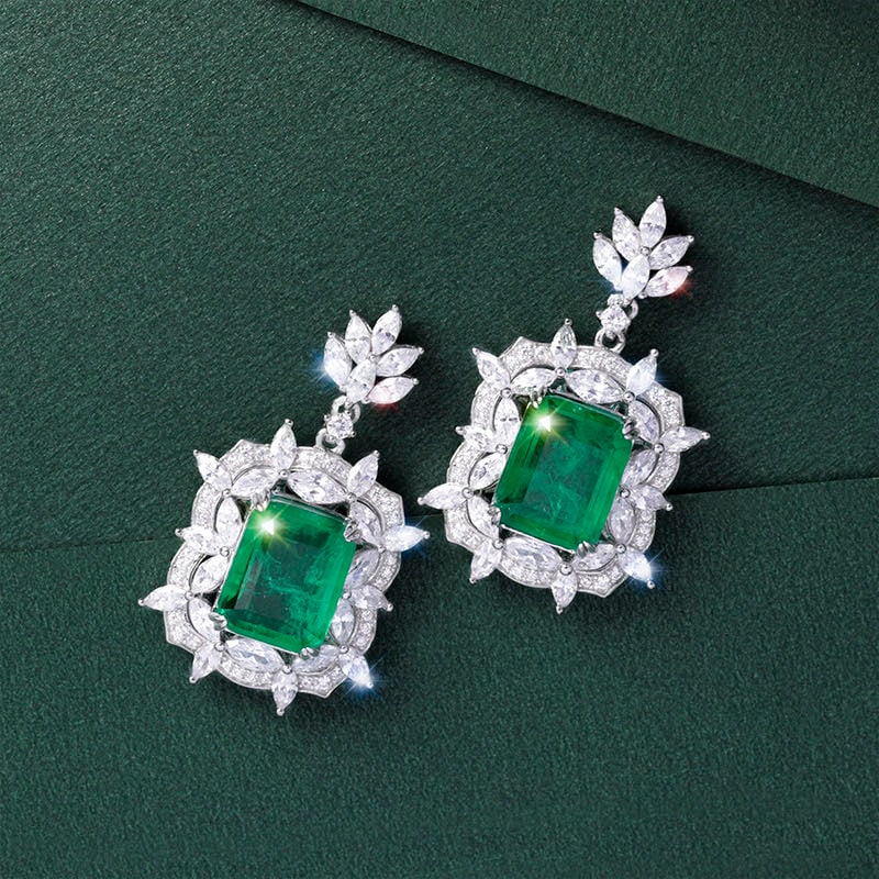 925 Silver Emerald Earrings - 2