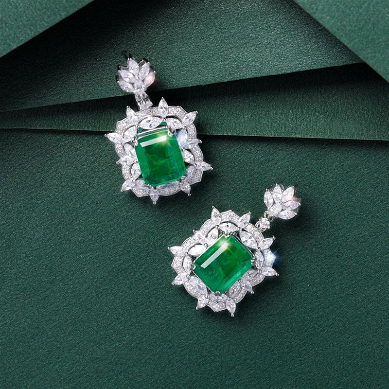 925 Silver Emerald Earrings - 3