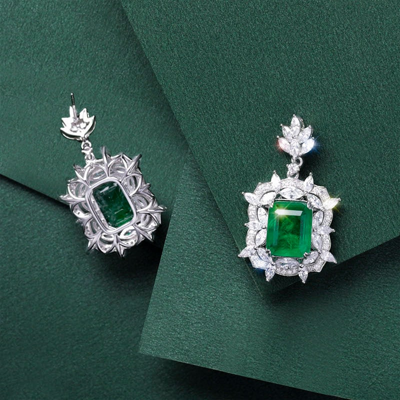 925 Silver Emerald Earrings - 5