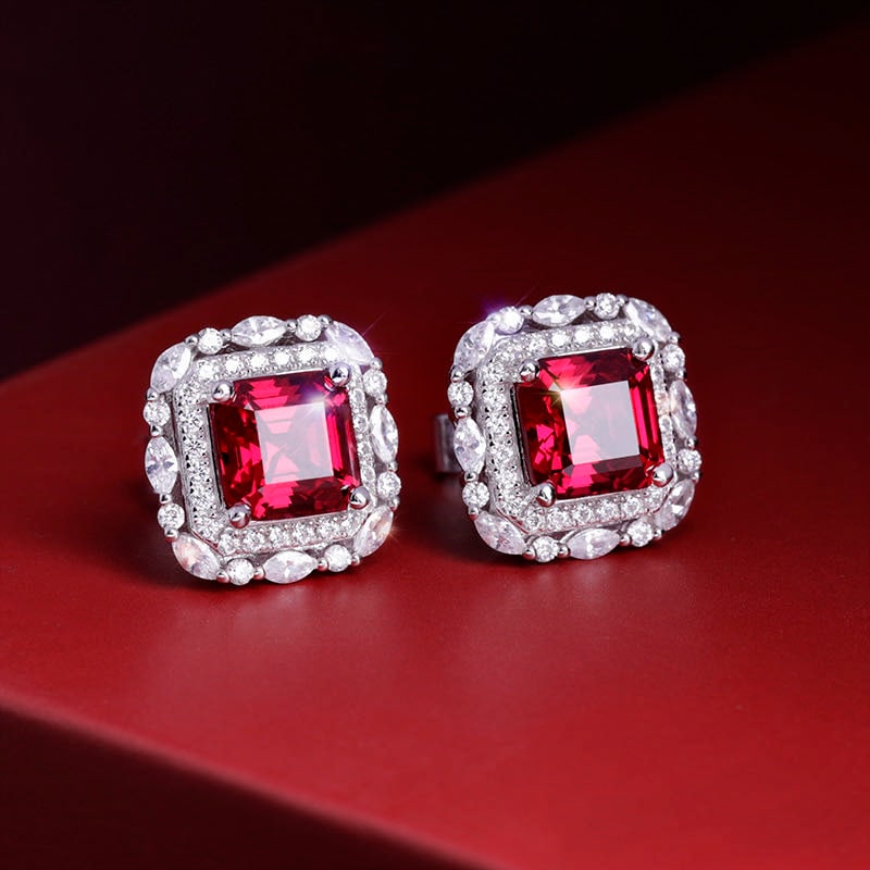 925 Silver Ruby Earrings - 2