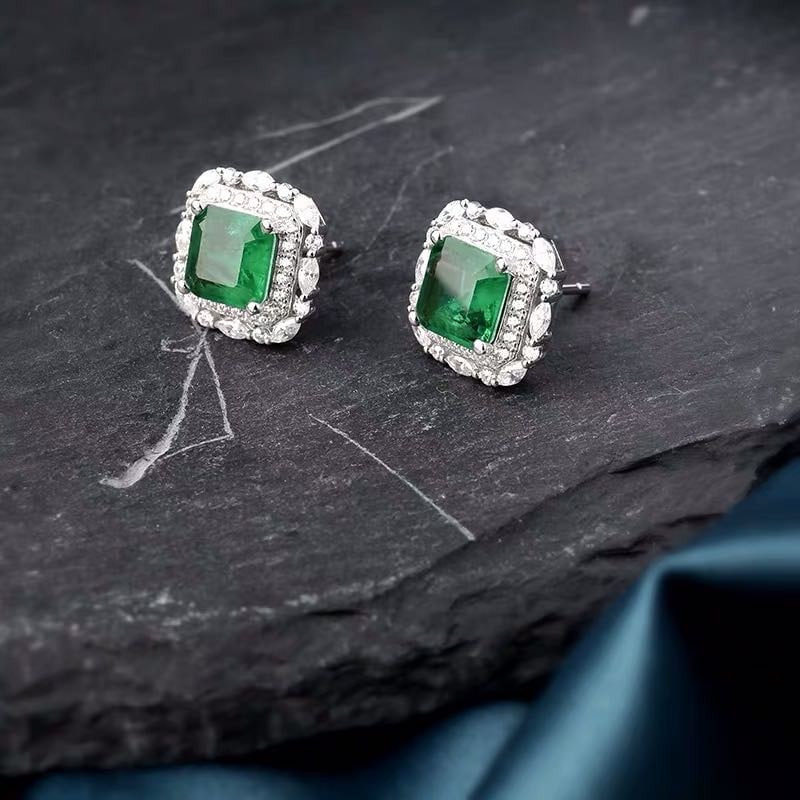 925 Silver Emerald Earrings - 3