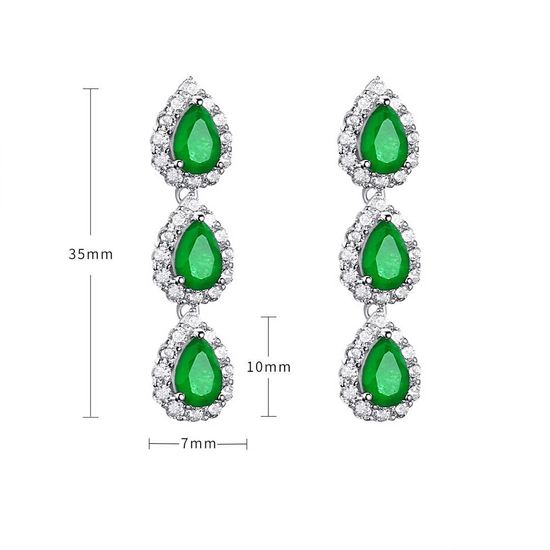 925 Silver Emerald Earrings - 3