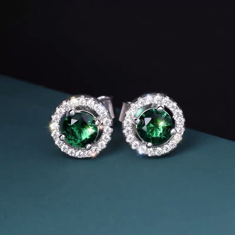 925 Silver Emerald Earrings - 2