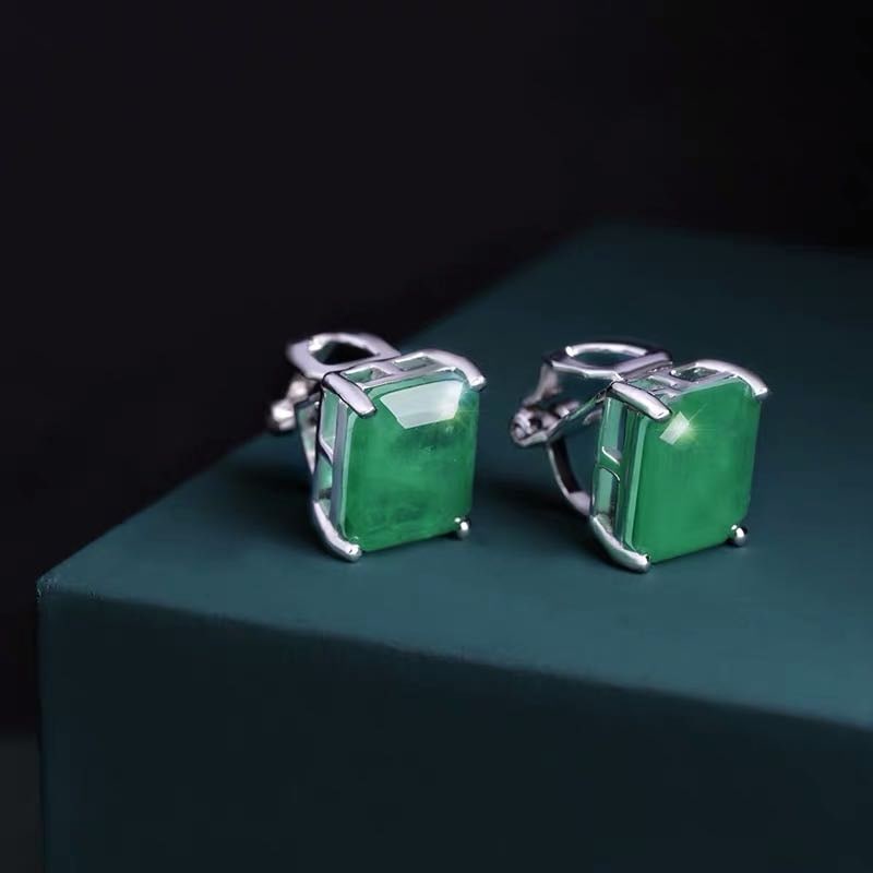 925 Silver Emerald Earrings - 2