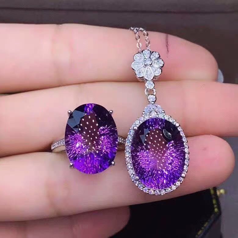 925 Silver Crystal Pendant And Ring Two-Piece Set (1 of 4)