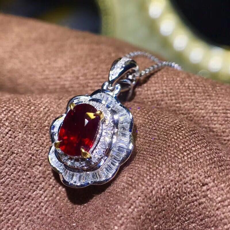 925 Silver Ruby Pendant and Ring Two-Piece Set - 4