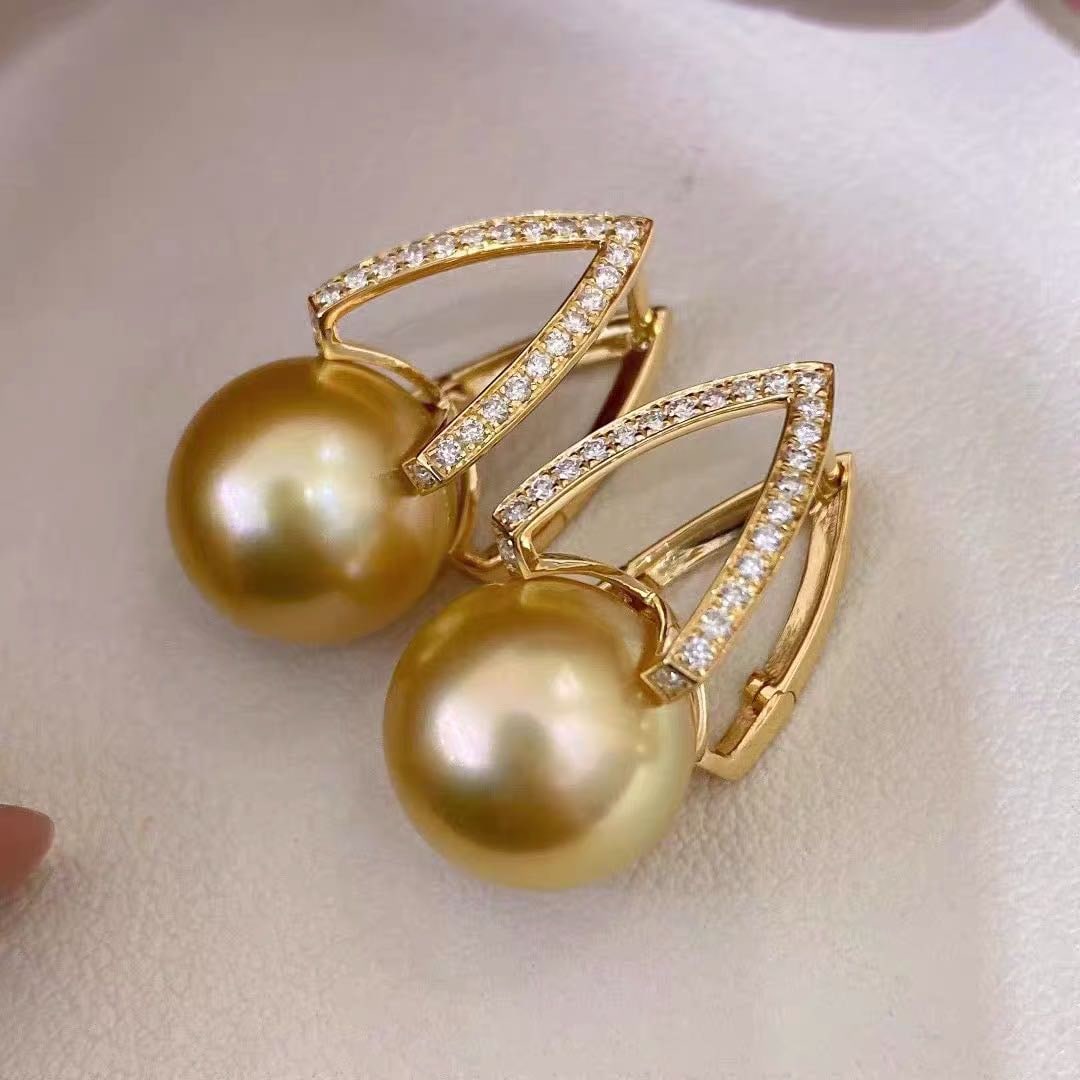 South Sea Golden Pearl 925 Silver Earrings (1 of 3)