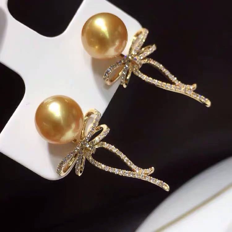 South Sea Golden Pearl 925 Silver Earrings (1 of 3)