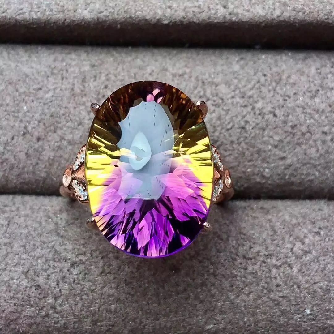 925 Silver Crystal Ring: 925 Silver Crystal Ring ****** Metal: 925 Silver / Main Stone: Crystal / Color: Purple Yellow / Main Stone Size: 12*16mm