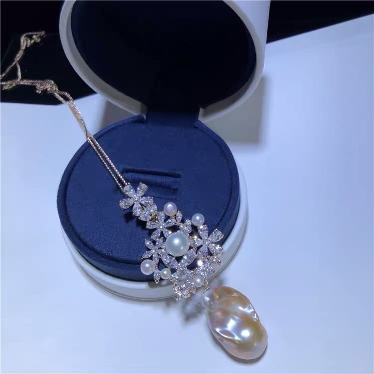 Natural Baroque Irregular Pearl 925 Silver Pendant (1 of 3)