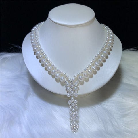 Natural Pearl Necklace 925 Silver Pendant (1 of 5)