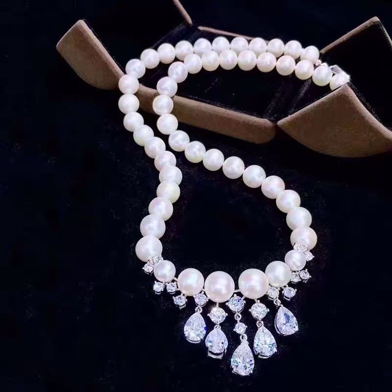 Natural Pearl Necklace 925 Silver Pendant (1 of 3)