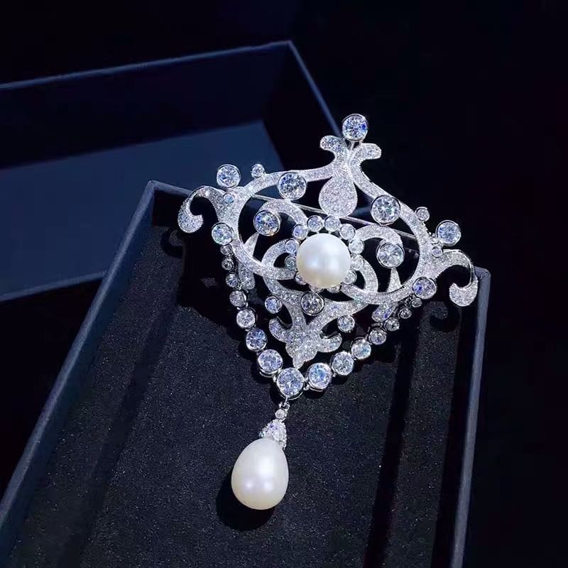 Natural Pearl 925 Silver Brooch (1 of 3)