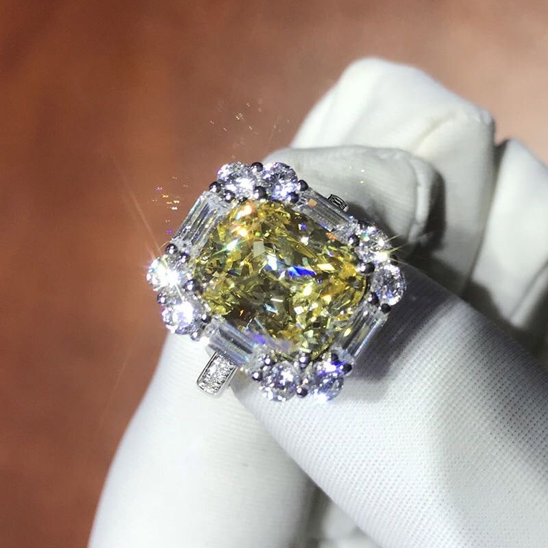925 Silver 4ct Yellow Gem Ring (1 of 3)