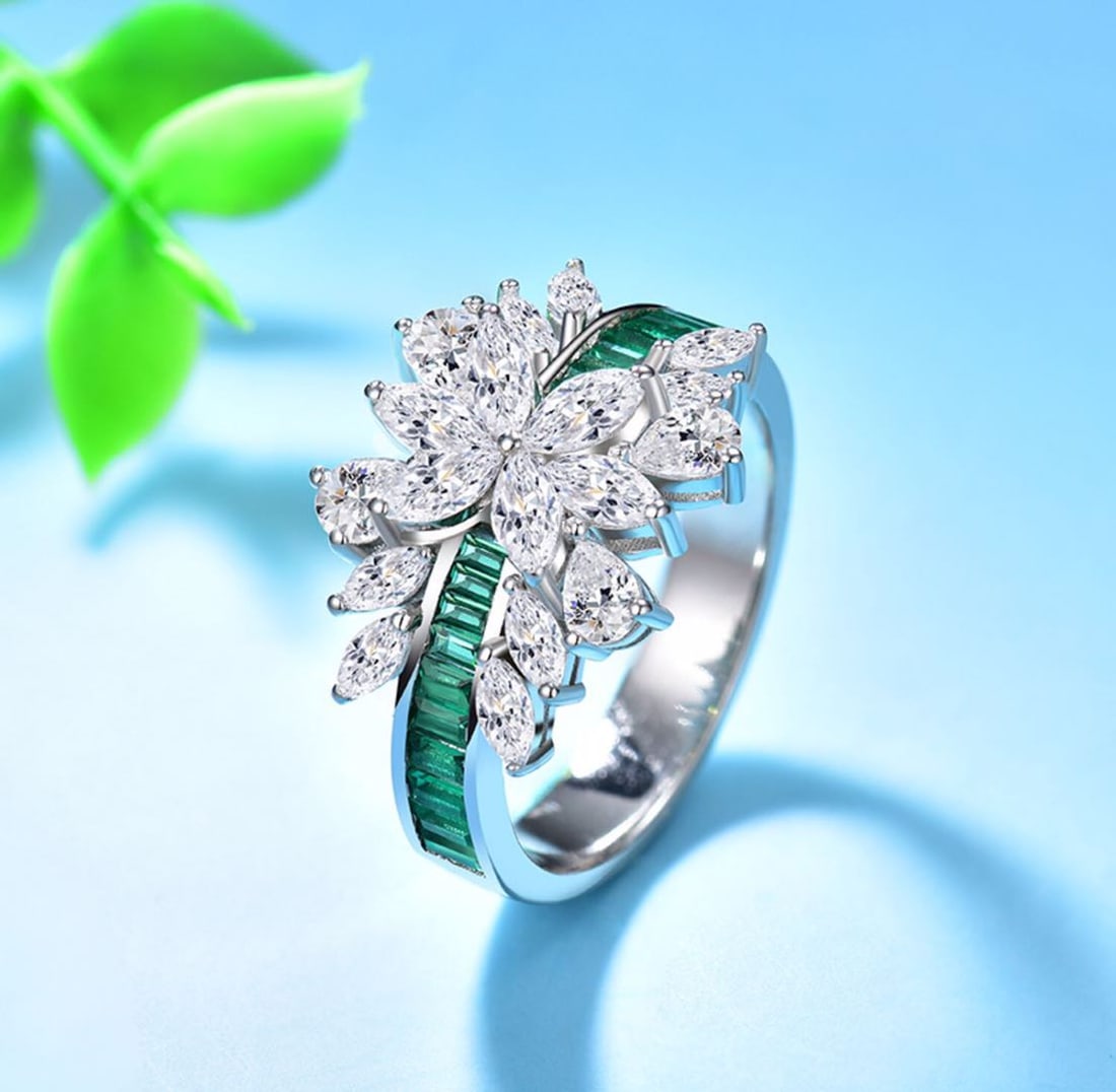 925 Silver Emerald Ring - 2