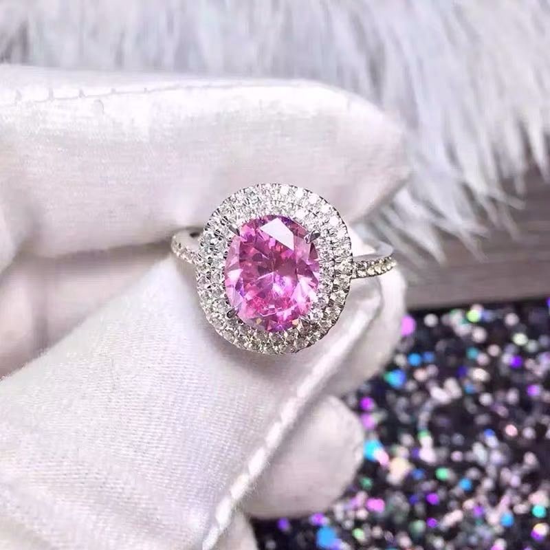 925 Silver 2ct Pink Gem Ring (1 of 3)