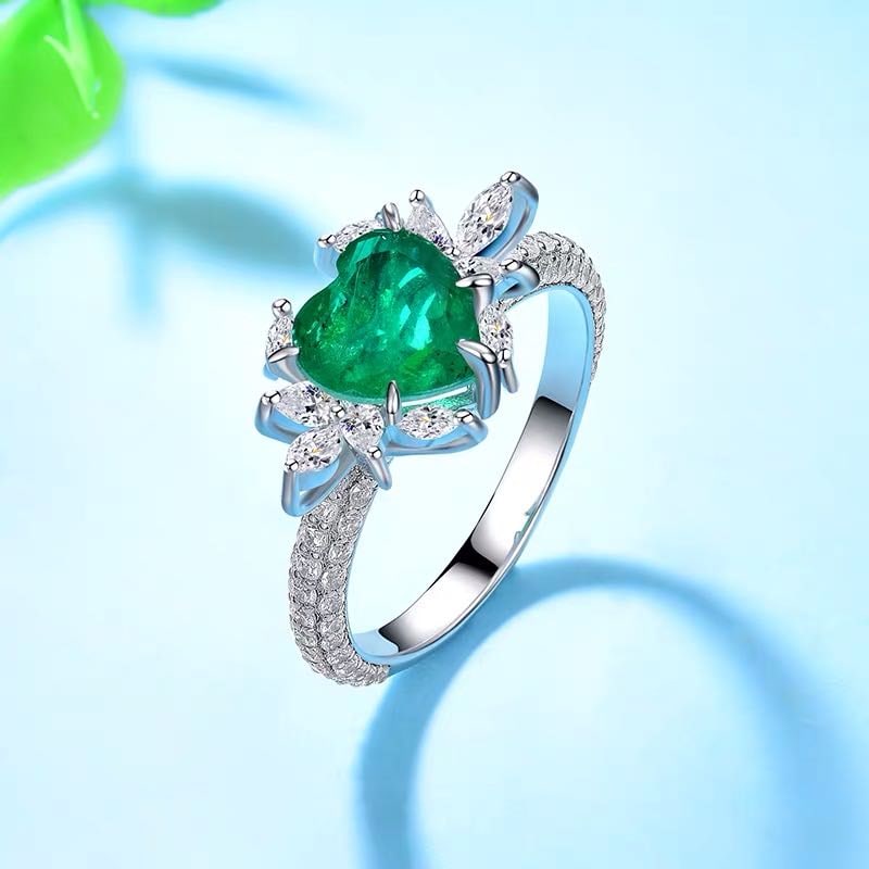925 Silver 2ct Emerald Ring - 2