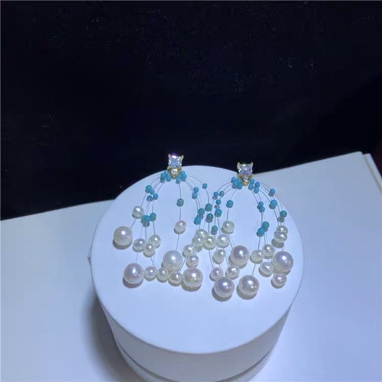 Natural Pearl Turquoise 925 Silver Earrings: Natural Pearl Turquoise 925 Silver Earrings ****** Metal: Natural Pearl / Color: White / Pearl Diameter 7mm