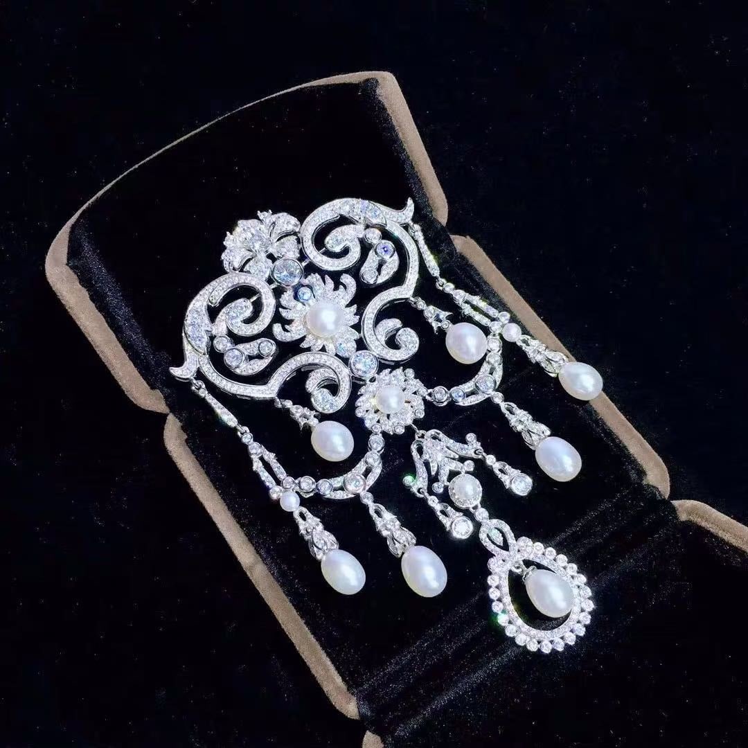 Natural Pearl 925 Silver Brooch: Natural Pearl 925 Silver Brooch ****** Metal: 925 Silver / Total Item Weight: 22 grams / Brooch Length: 90mm