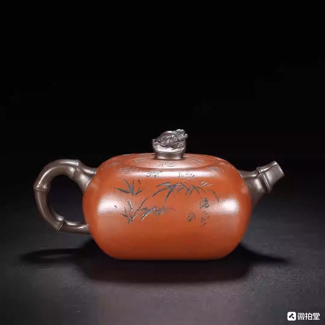 Yixing Zisha Teapot: [Bottom Mark] Gu Jingzhou[Dimensions] 16/8 cm[Capacity] 400 cc[Zisha Clay Type] Qing Shui Ni (Pure Clay)