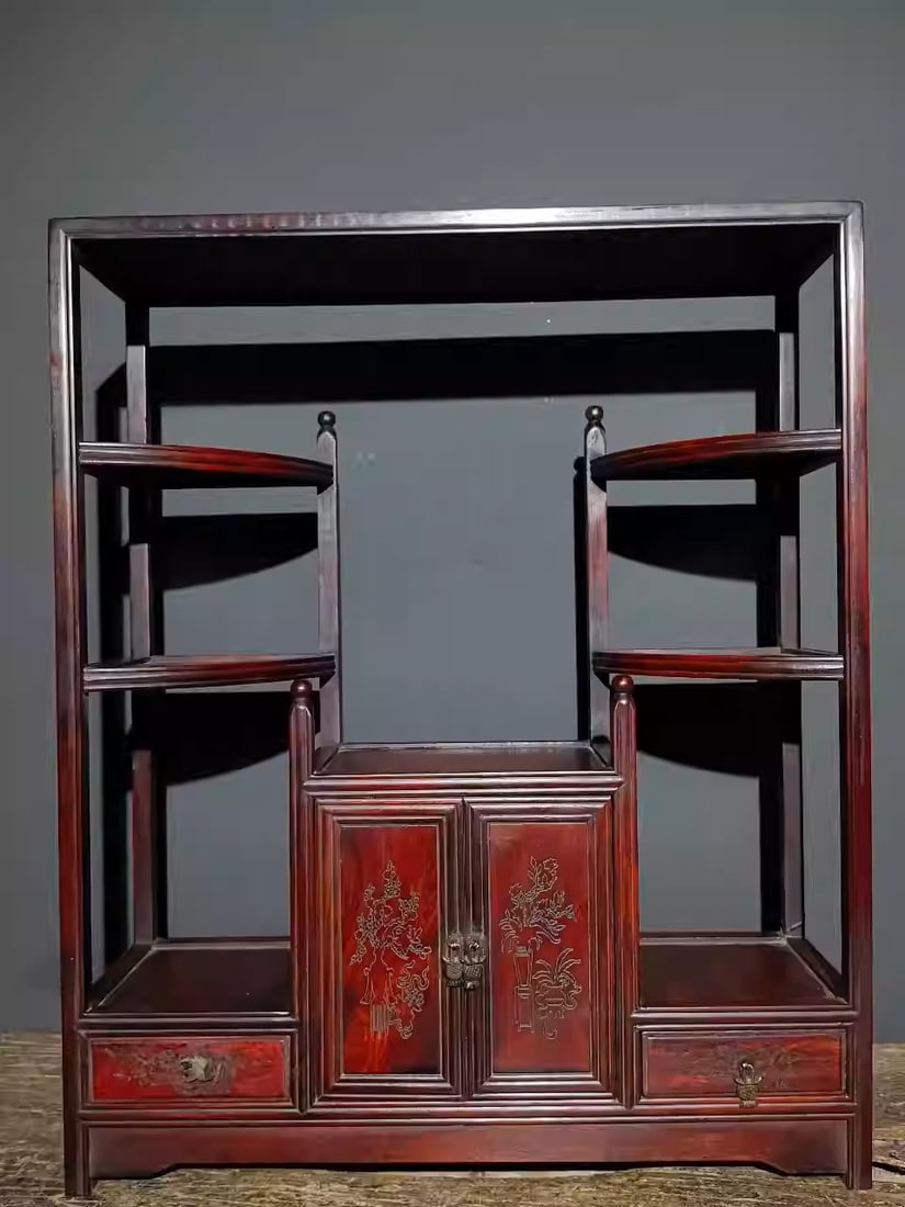 Rosewood carved display shelf (1 of 5)