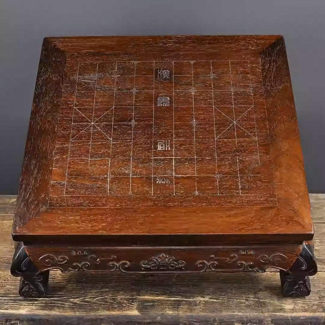 Rosewood chess table: Dimensions: Length 57cm, Width 57cm, Height 20cm