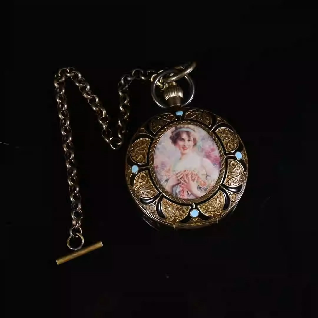 Pure copper double-opening mechanical pocket watch (1 of 5)