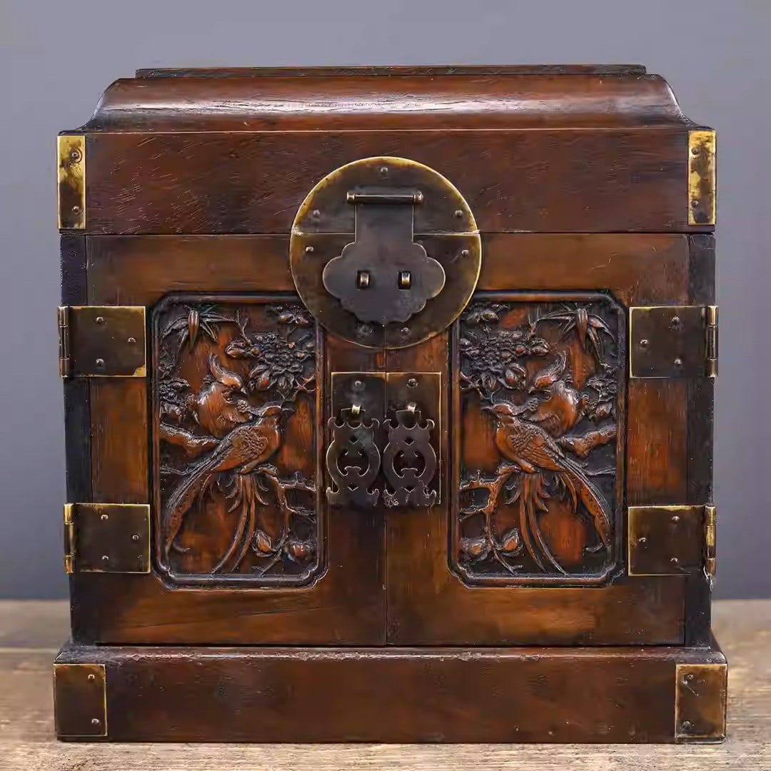 Rosewood intricately carved treasure chest (1 of 5)