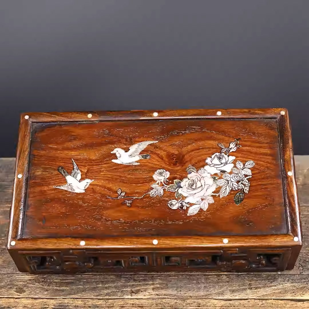 Rosewood table inlaid with mother-of-pearl (1 of 5)