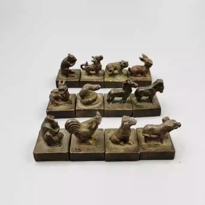 A set of twelve zodiac animal bronze seals (1 of 4)