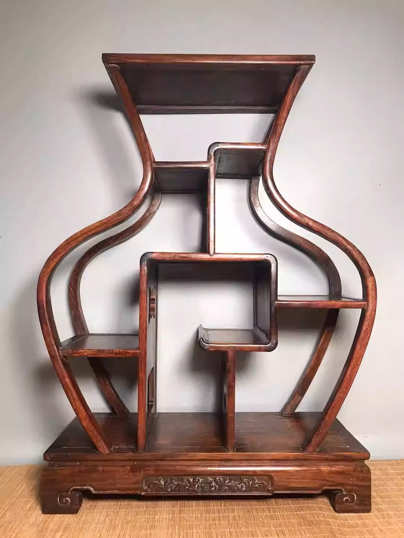 Rosewood vase-shaped display shelf (1 of 5)