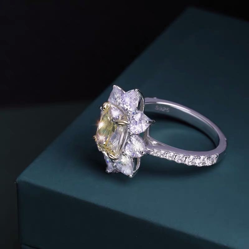 925 Silver Yellow Gem Ring - 4