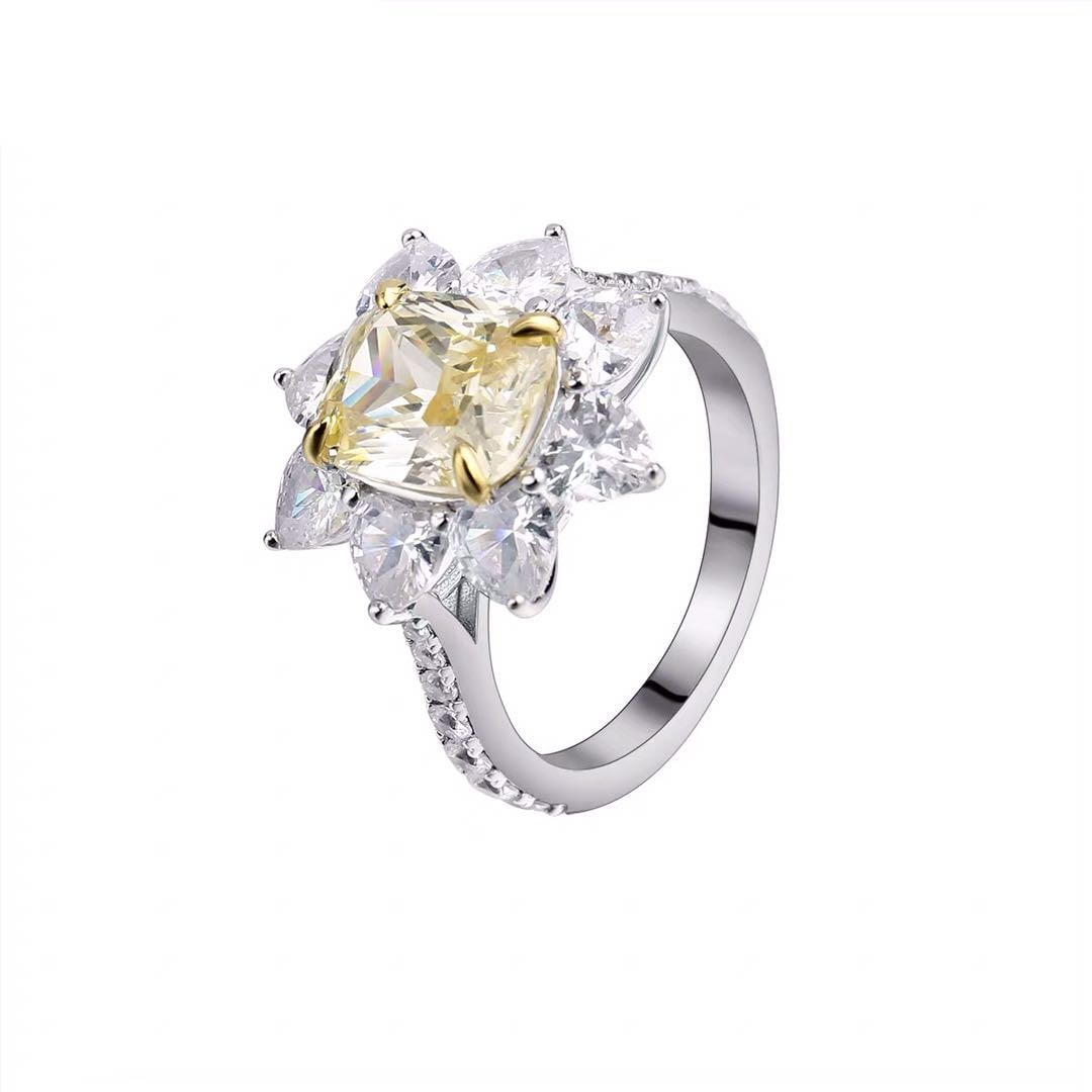 925 Silver Yellow Gem Ring - 5