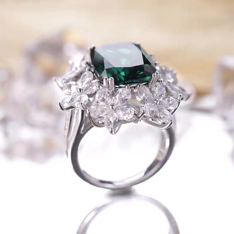 925 Silver Emerald Ring - 4