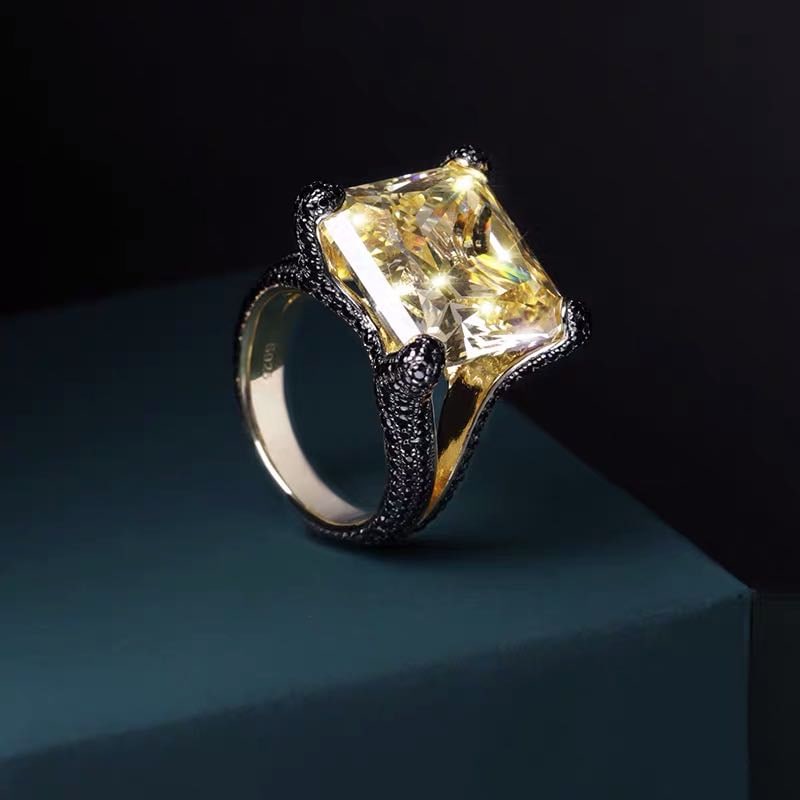 925 Silver Yellow Gem Ring - 2