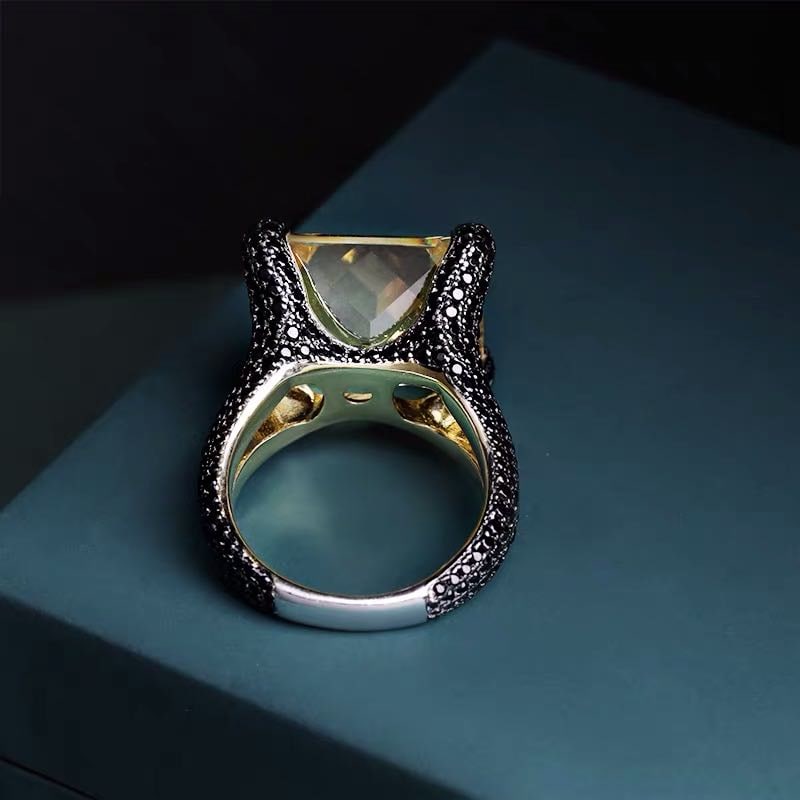 925 Silver Yellow Gem Ring - 3