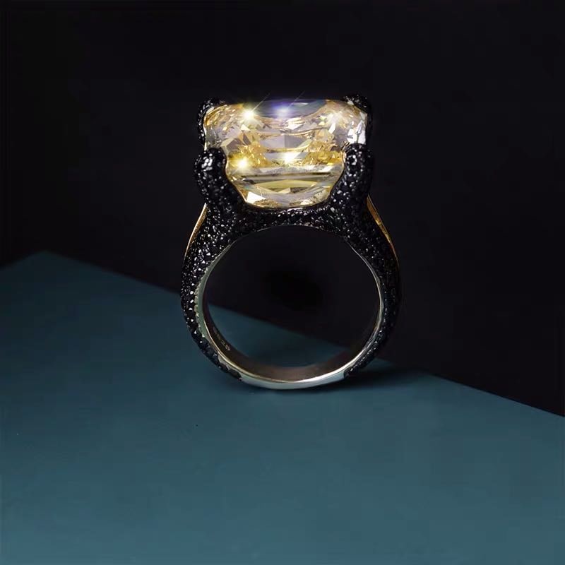 925 Silver Yellow Gem Ring - 4
