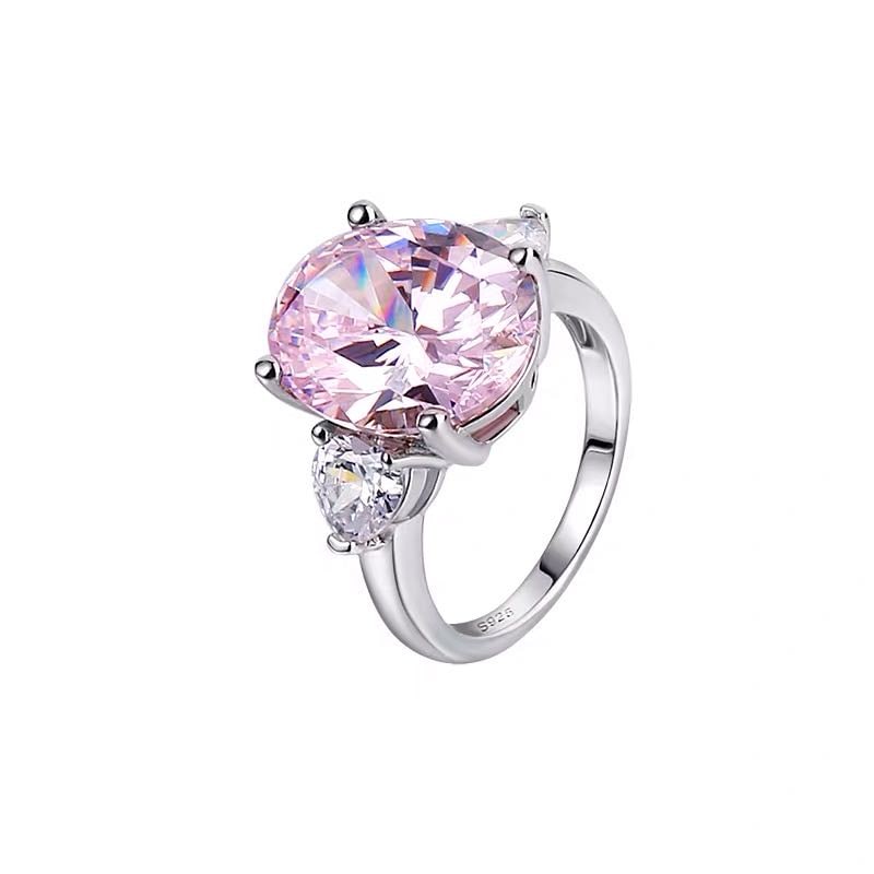 925 Silver Pink Gem Ring - 4