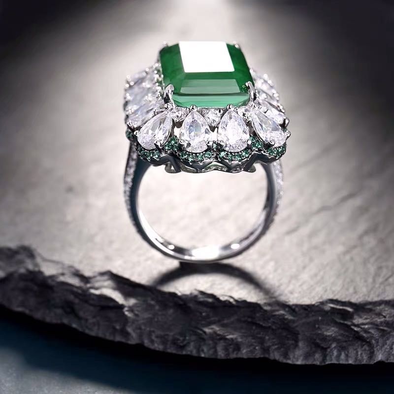 925 Silver Emerald Ring - 4