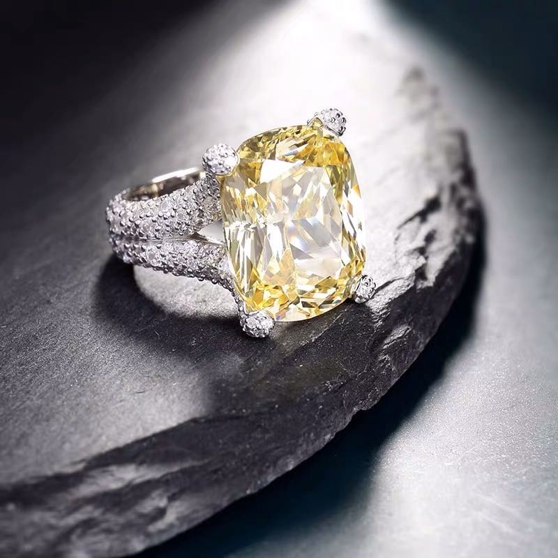 925 Silver Yellow Gem Ring - 2