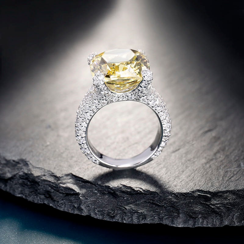 925 Silver Yellow Gem Ring - 4