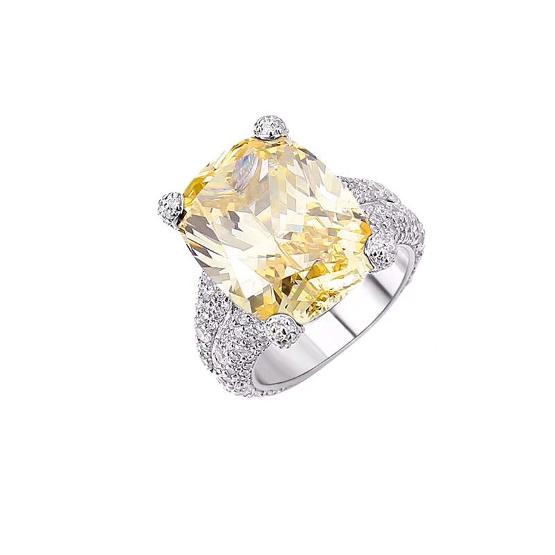 925 Silver Yellow Gem Ring - 5