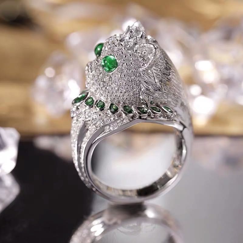 925 Silver Emerald Cat Ring - 2