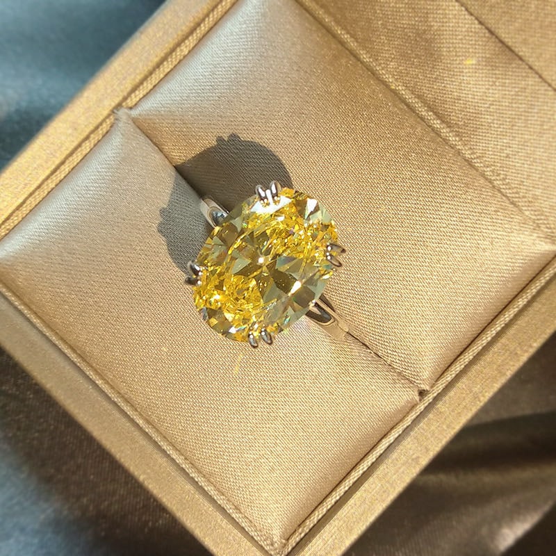 925 Silver Yellow Gem Ring - 2