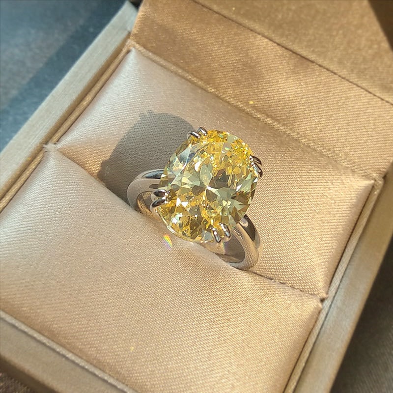 925 Silver Yellow Gem Ring - 3