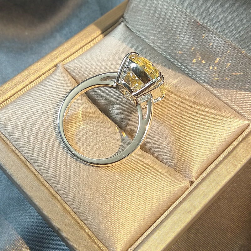 925 Silver Yellow Gem Ring - 5