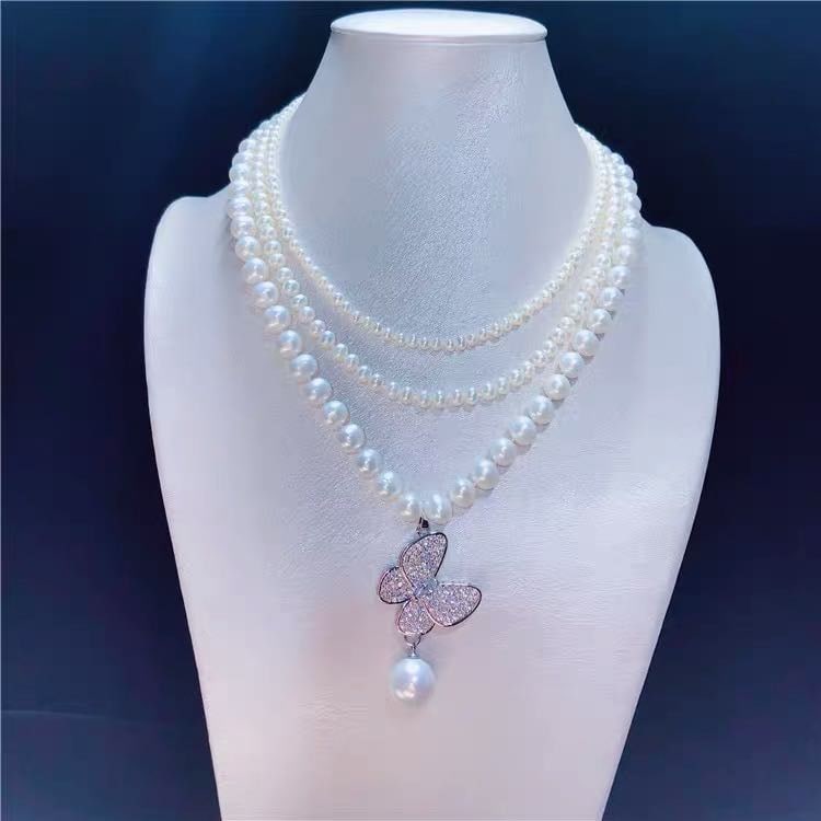 Natural Pearl Necklace 925 Silver Pendant: Natural Pearl Necklace 925 Silver Pendant ****** Metal: Natural Pearl / Color: White / Pearl Diameter 5mm, Pearl Diameter 10mm, Necklace Length 45mm